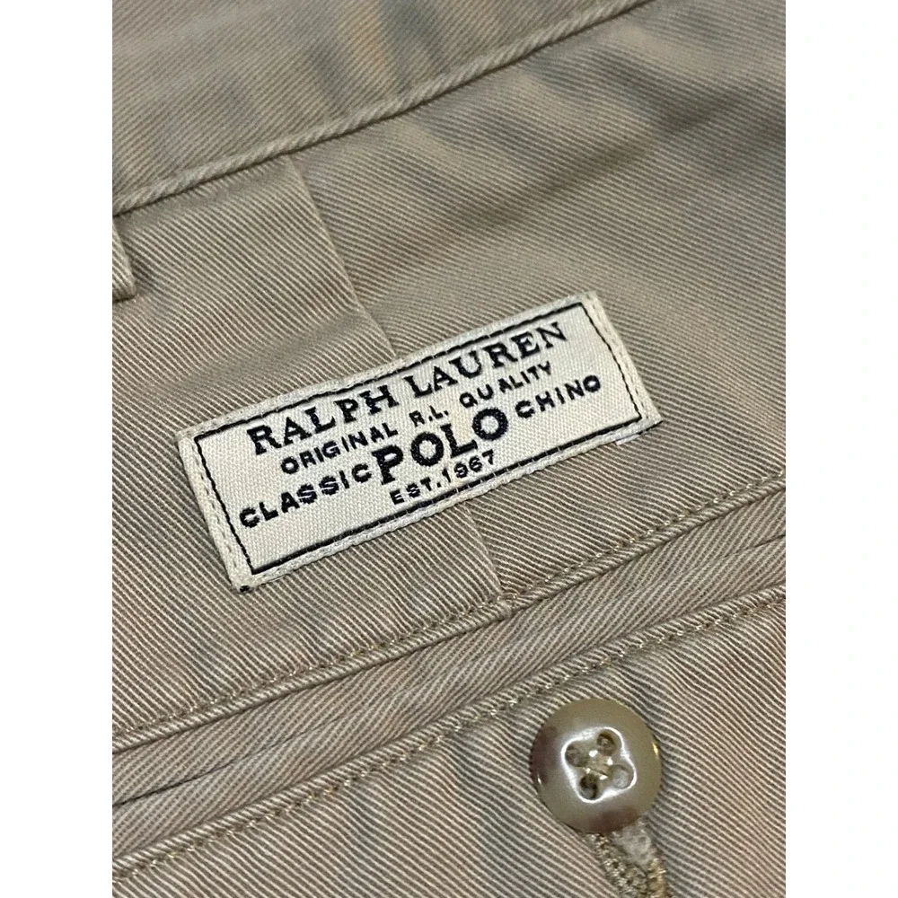 Polo Ralph Lauren Tyler Short Mens 40 Khaki Tan Pleated Chino Cotton Shorts